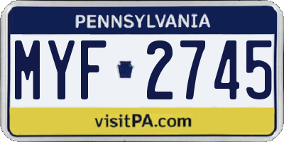 PA license plate MYF2745