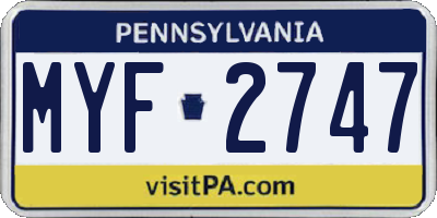 PA license plate MYF2747