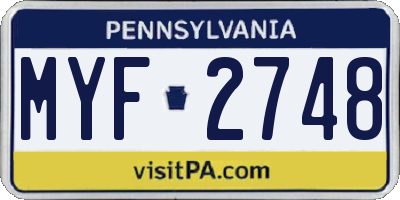 PA license plate MYF2748