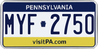 PA license plate MYF2750