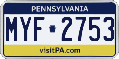 PA license plate MYF2753