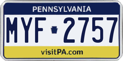 PA license plate MYF2757