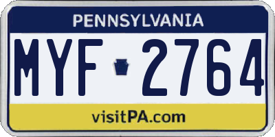 PA license plate MYF2764