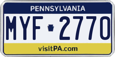 PA license plate MYF2770