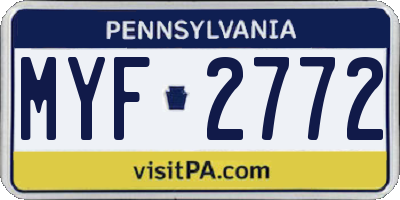 PA license plate MYF2772