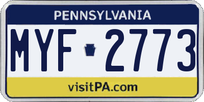 PA license plate MYF2773