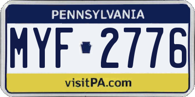 PA license plate MYF2776