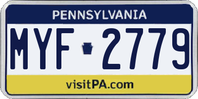 PA license plate MYF2779