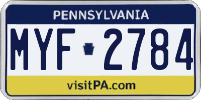 PA license plate MYF2784