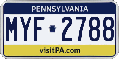 PA license plate MYF2788