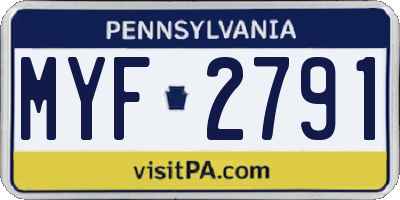 PA license plate MYF2791