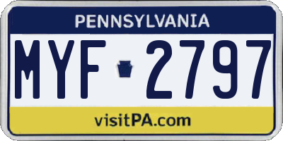 PA license plate MYF2797