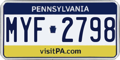 PA license plate MYF2798