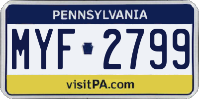 PA license plate MYF2799