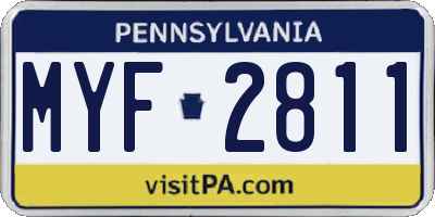 PA license plate MYF2811