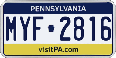 PA license plate MYF2816