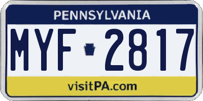 PA license plate MYF2817