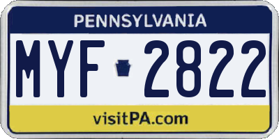 PA license plate MYF2822