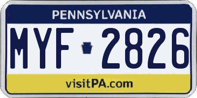 PA license plate MYF2826