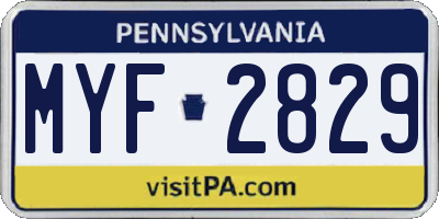 PA license plate MYF2829