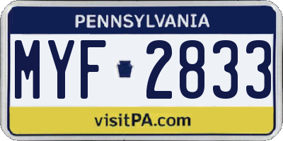 PA license plate MYF2833