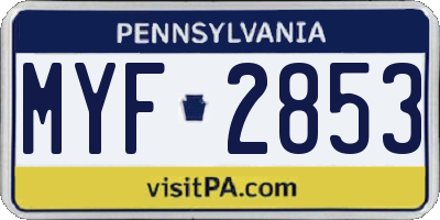 PA license plate MYF2853