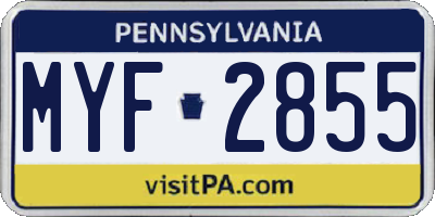 PA license plate MYF2855