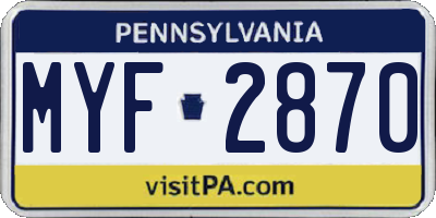 PA license plate MYF2870