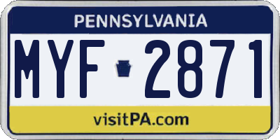 PA license plate MYF2871