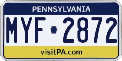 PA license plate MYF2872