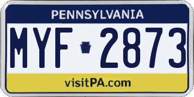 PA license plate MYF2873