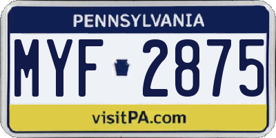 PA license plate MYF2875
