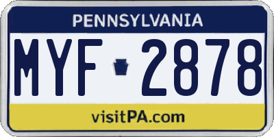 PA license plate MYF2878