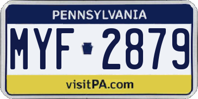 PA license plate MYF2879