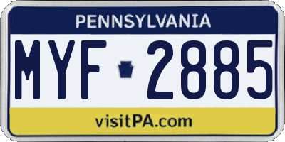 PA license plate MYF2885