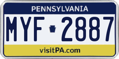 PA license plate MYF2887