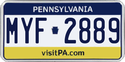 PA license plate MYF2889