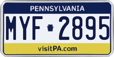 PA license plate MYF2895