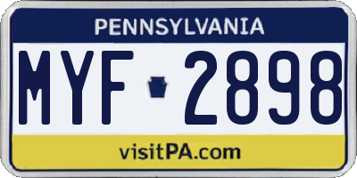 PA license plate MYF2898