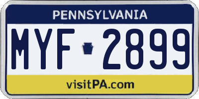 PA license plate MYF2899