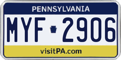PA license plate MYF2906