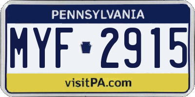 PA license plate MYF2915