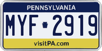 PA license plate MYF2919