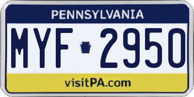 PA license plate MYF2950