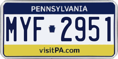 PA license plate MYF2951