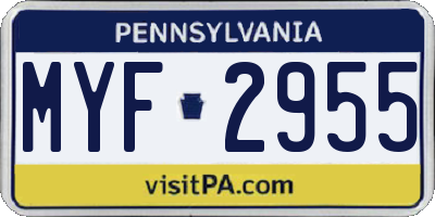 PA license plate MYF2955