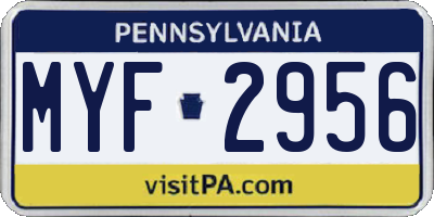 PA license plate MYF2956