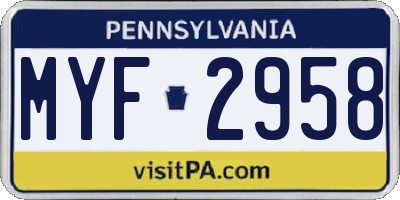 PA license plate MYF2958
