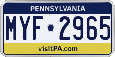 PA license plate MYF2965