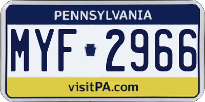 PA license plate MYF2966